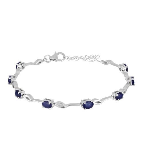 925 STERLING SILVER NATURAL BLUE KYANITE GEMSTONE BRACELET